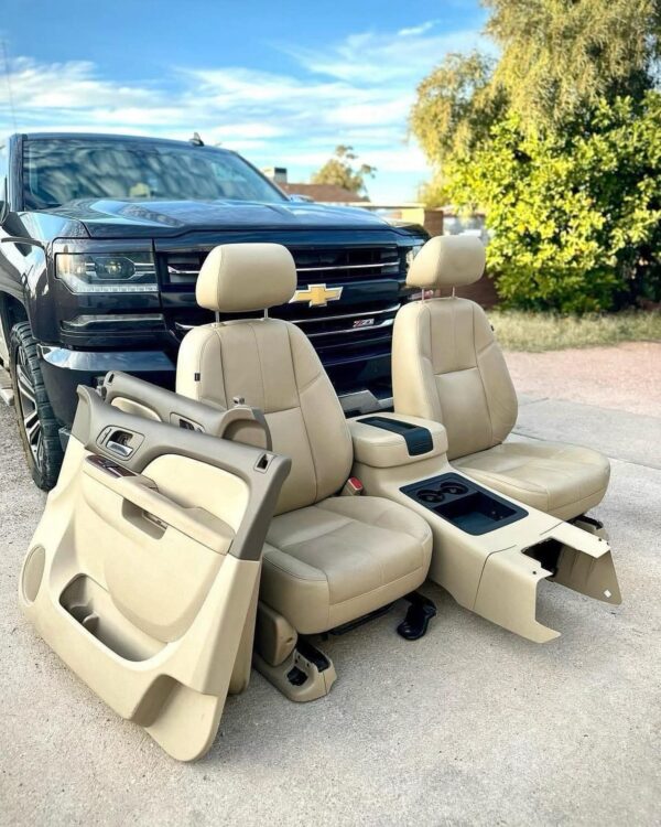 2007-2013 Chevy Silverado/GMC Sierra Tan Leather Interior Set Seats, Console & Door Panels