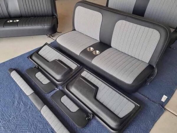 1980 Chevy C10 Bench Seat with Cup Holders + Matching Dash & Door Panels Custom Upholstered Interior Package - Image 3