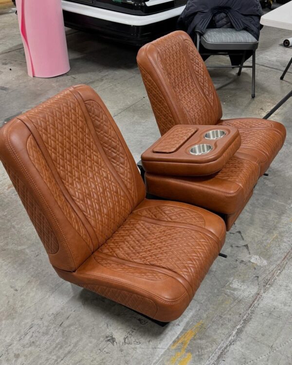 1973-1987 Chevy/GMC Square Body Custom Leather Bucket Seats with Center Console - Image 8