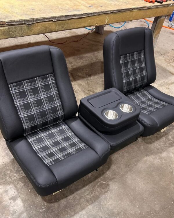 1973-1987 Chevy/GMC Square Body Custom Leather Bucket Seats with Center Console - Image 3