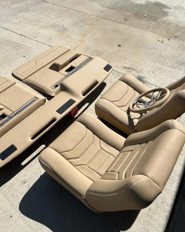 1973-1987 Chevy C10 Custom Leather Bucket Seats with Console & Matching Dash - Image 2