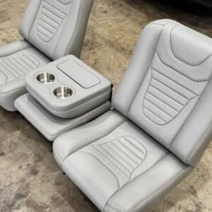 C10 custom bucket seats with flip up center console and mounting bracket light grey
