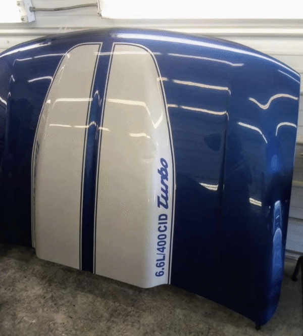 Custom 6.6L/400 CID Turbo Style Cowl Hood Blue & White- Performance Look - Image 2