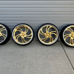 26" US Mag Billet Wheels Staggered Set with 5" Rear Lip 5x120 Tires 80-90% Tread