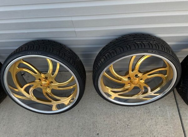 26" US Mag Billet Wheels Staggered Set with 5" Rear Lip 5x120 Tires 80-90% Tread - Image 2