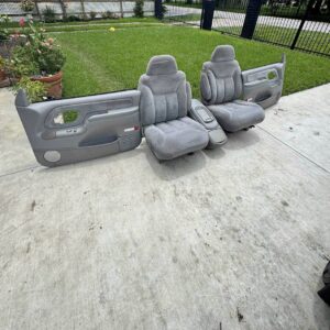 OBS gray bucket seats with console and door panels