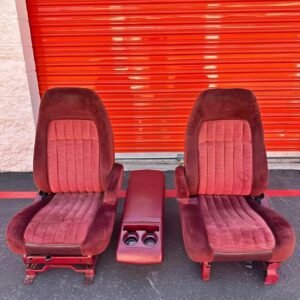 Red/Maroon Bucket Seats with Center Console for 1988-1994 OBS Chevy Silverado & GMC Sierra
