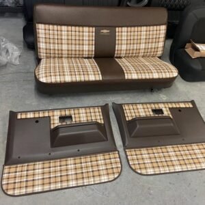 Custom Upholstery Kit for 1981–1987 Chevrolet C10 Squarebody – Brown Bench Seat with Plaid Inserts
