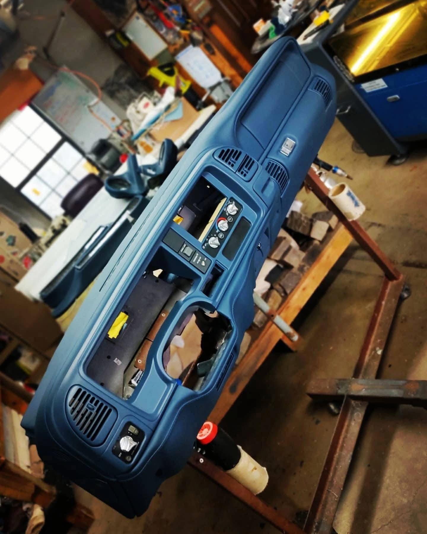 Custom-Wrapped Blue Dashboard Assembly for 1997–2000 Chevrolet & GMC OBS Trucks | Full Interior Upgrade - Image 3