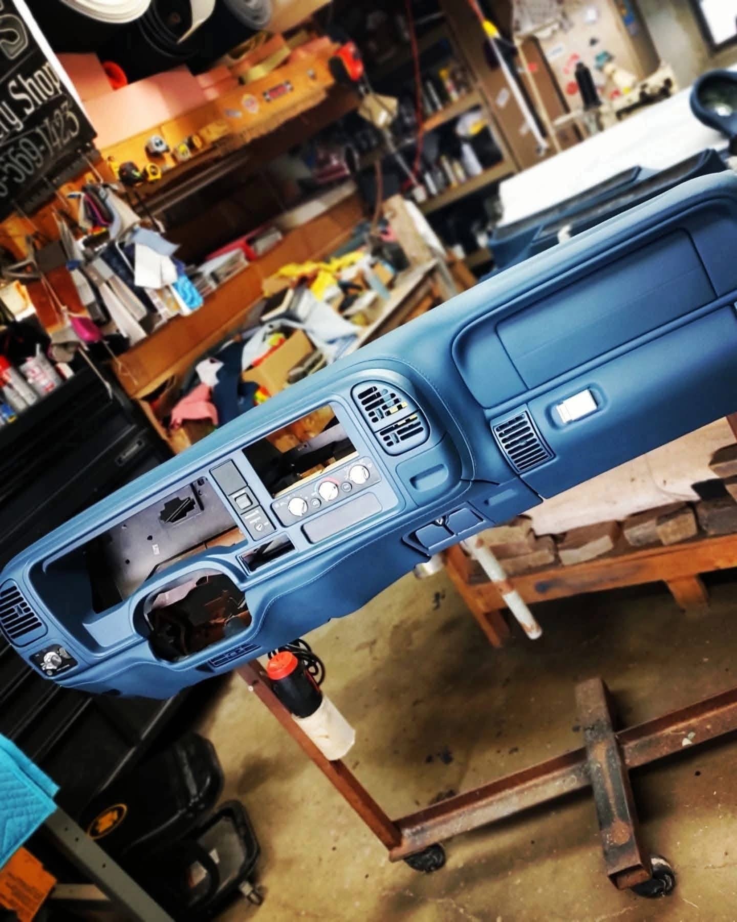 Custom-Wrapped Blue Dashboard Assembly for 1997–2000 Chevrolet & GMC OBS Trucks | Full Interior Upgrade