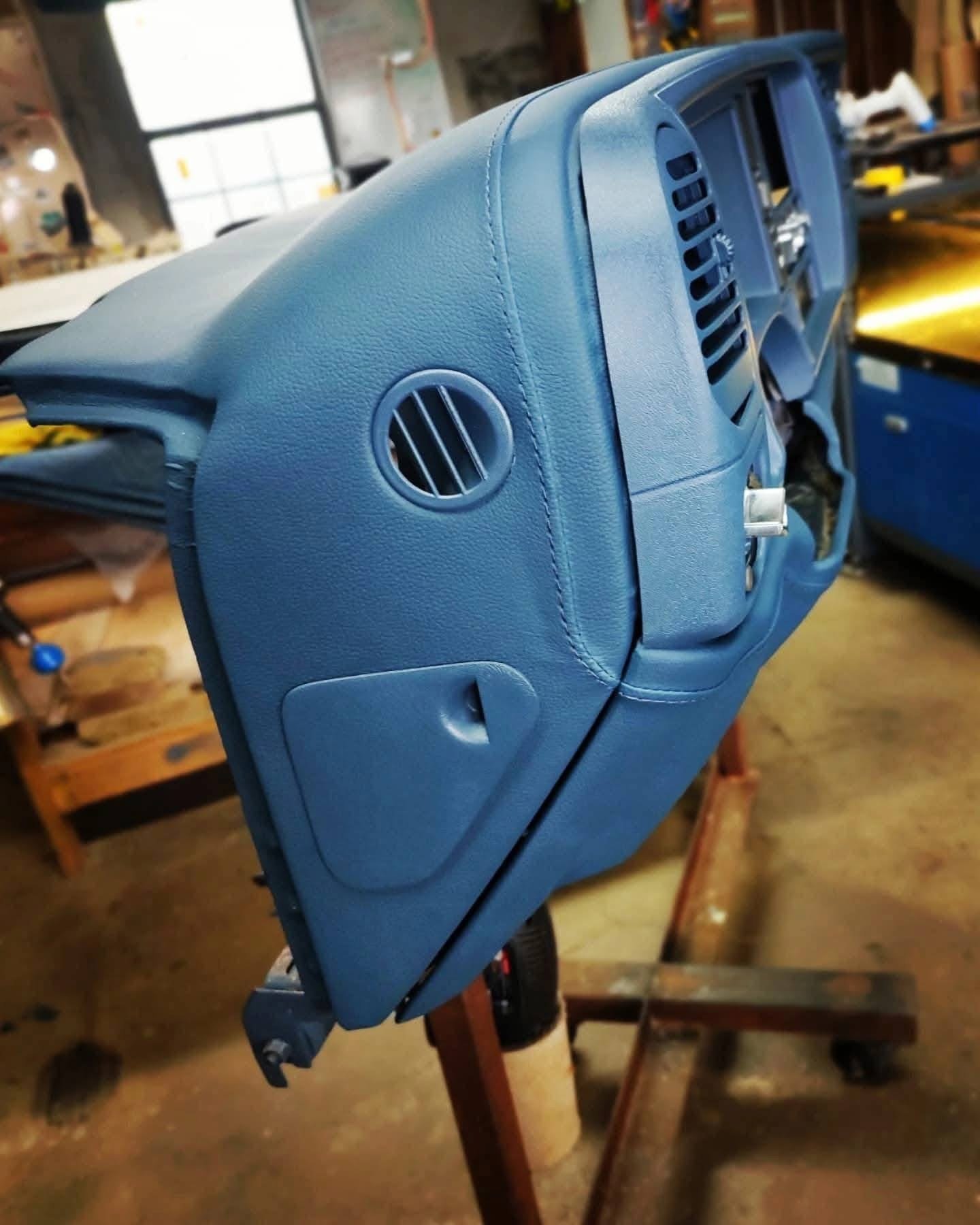 Custom-Wrapped Blue Dashboard Assembly for 1997–2000 Chevrolet & GMC OBS Trucks | Full Interior Upgrade - Image 4