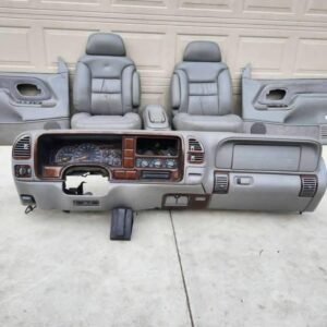1996-1999 Chevy & GMC OBS Truck Complete Interior Set – Gray Leather & Wood Trim